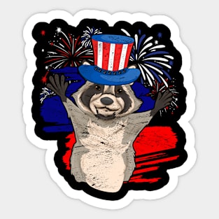 4th Of July Trash Panda Animal Lover USA Flag Raccoon Sticker